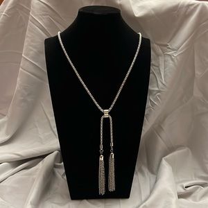 Silver fringe necklace.